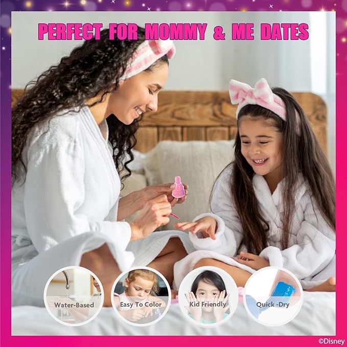 Townley Girl Disney Princess Water Based Peel Off Quick Dry Nail Polish with Nail Separators Gift Kit Set for Kids Girls 14 Pc Set Perfect for Parties, Sleepovers and Makeovers