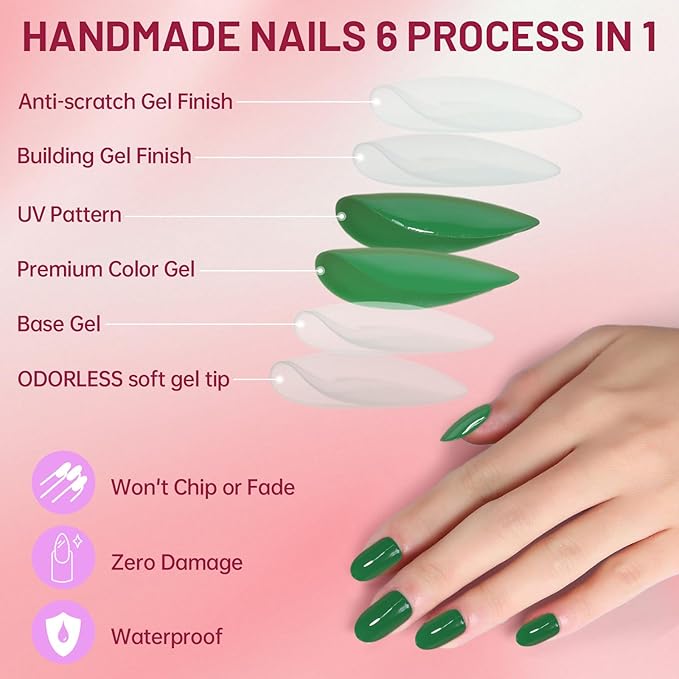 St. Patrick's Day Press on Nails Medium Fake Nails Emerald Green Acrylic False Nails Press ons Full Cover Reusable Glue on Artificial Nails for Women Girls