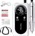 Electric 45000RPM Nail Drill Machine Rechargeable Portable Nail File Electric DIY Nail Drill Kit with Smart LCD Screen for Gel Nail Manicure and Pedicure Reflective Body etc(White)