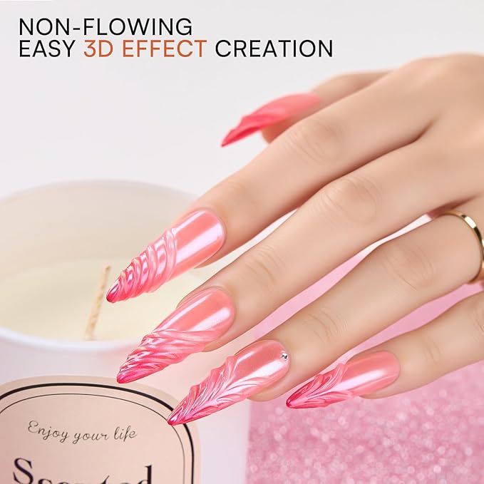 Makartt 3D Gel Nail Art & Chrome Nail Powder Kit: Clear 3D Sculpting Gels for Chrome Powder, 3D Painting No Wipe for Gel Polish, 3D Gels with Gold Silve Nails Chromes for Nails Art Home & Salon DIY