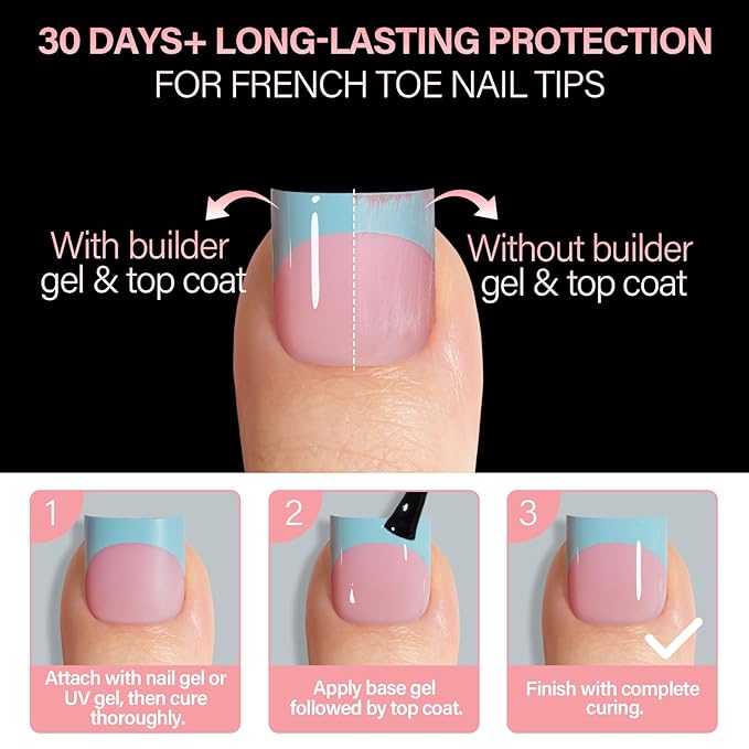AILLSA French Tip Toe Nail Press Ons 150Pcs 15 Sizes, 5 Mixed Colors Sharp Square Berry Pink Toenail Extensions, Acrylic Toe Nail Tips for Home DIY Pedicure