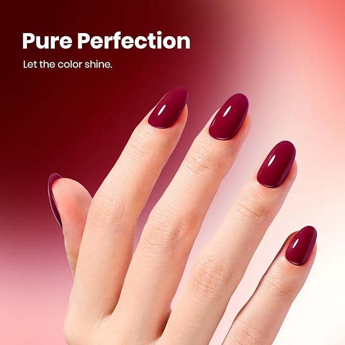 Beetles Red Gel Polish - Burgundy Bliss 15ML/0.51Fl Oz, Red Gel Nail Polish, Same Color Same Bottle STAY SHINING Series, Soak Off UV LED Lamp Spring Nails Art, Long-Lasting Manicure Salon DIY Home