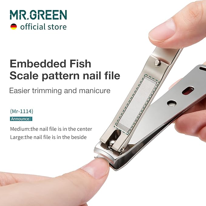 MR.GREEN Nail Clippers Curved Blades Fingernail Cut Nippers Manicure Scissors Stainless Steel Pedicure Tools (Large)
