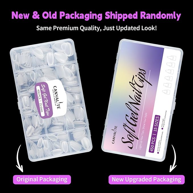 Canvalite 450Pcs Square Short Press on Nails Kit with Nail Glue & Remover - Acrylic Gel Nail Tips for Extensions, 15 Sizes Full Cover False Nails, Half Matte & Glossy Finish, DIY at Home & Salon Use