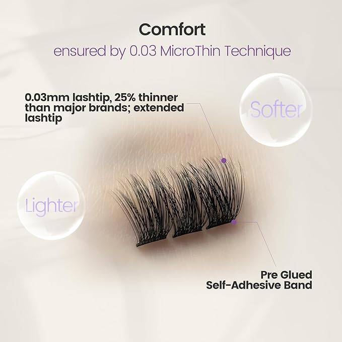 Press-On No Glue Needed Lash Clusters 72Pcs丨Self Adhesive Eyelashes 10-16mm丨Classic Cateye Look丨Reusable & No Residue丨Beginner Friendly Extension Kit by GlamReal