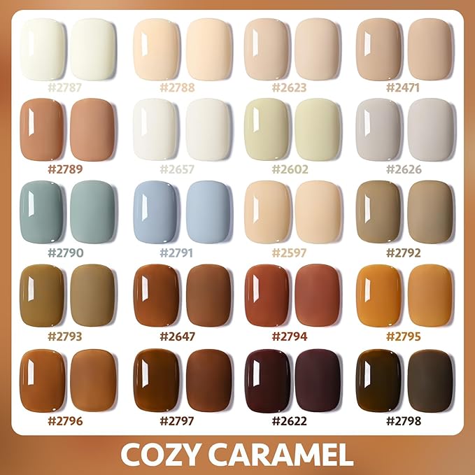 GAOY 23 Pcs Gel Nail Polish Kit - White, Blue, Brown Colors - All Seasons Gel Nail Polish Set with Glossy & Matte Top Coat and Base Coat for Nail Art DIY Kit
