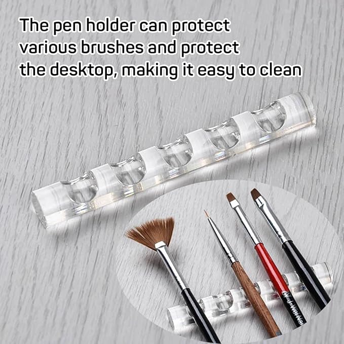 2 Pcs Crystal Bar Pen Holder, Acrylic Nail Art Painting Pen Brush Stand for Drawing Pens, Nail Gel Polish Pen Brush Stand Holder Manicure Tool.