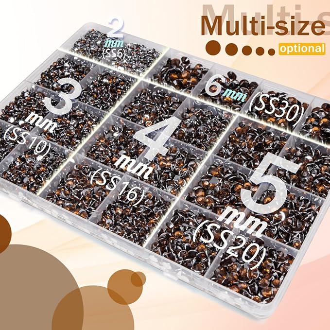 Dark Brown Crystal Resin Rhinestones w B7000 Glue for Bedazzling Crafting 2mm-6mm Flatback Stones Diamonds Crystals Gems Bedazzler Kit Charms for Nails Face Eyes Makeup Tumblers Bottles Crafts