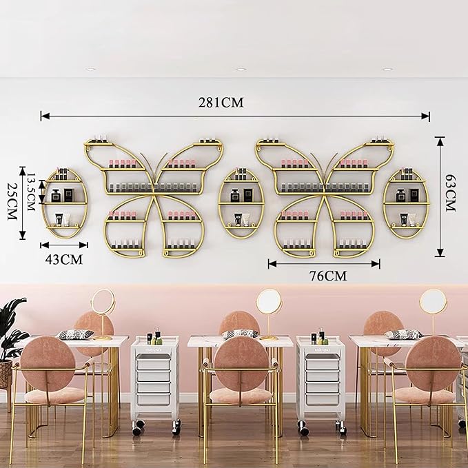5 Tiers Nail Polish Wall Storage Rack, Nail Polish Essential Oil Display Shelf in Nail Salon, Wall Mounted Display Cabinet, Hanging Wall Nail Polish Makeup Cosmetics Perfume Rack