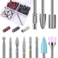 10pcs Carbide Nail Drill Bits Set: Professional Cuticle Bit for Efile Nail Drill with 75pcs Small Sanding Bands (#80#120#180) & Mandrel Bit Acrylic Gel Nail Remover Tool Manicure Pedicure Kit