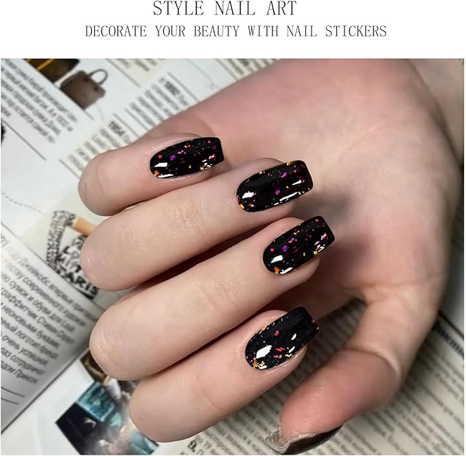 JMEOWIO Gel Nail Stickers Purple Red Black Semi Cured Gel Nail Strips Wraps UV/LED Nails Art Design Decoration Accessories