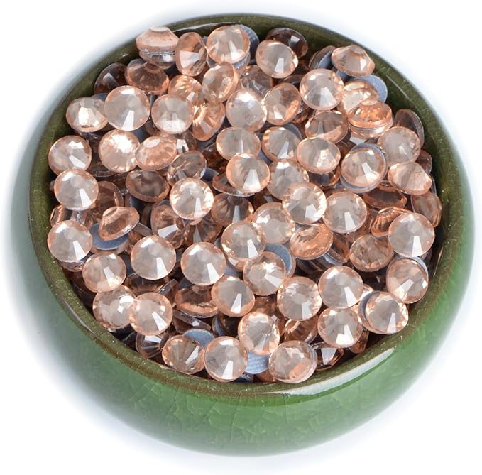 NCB 2880pcs Rhinestones for Crafting, Hotfix Rhinestones Come with Hot Melting Glue, Bright Color & Shining Flatback for Nails, Clothes, Decoration and Handicraft (Golden Champagne, SS4 1.6mm)