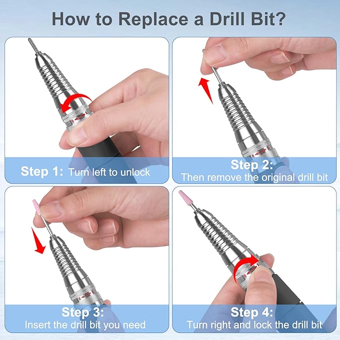 Nail Drill Handpiece for UP200 Machine, Compatible with KUPA KP55, KP60, KP5000, HoMove 35000RPM Professional Electric Nail File Handle Replacement 3 Pins, Low Noise and Comfortable (Only Handpiece)