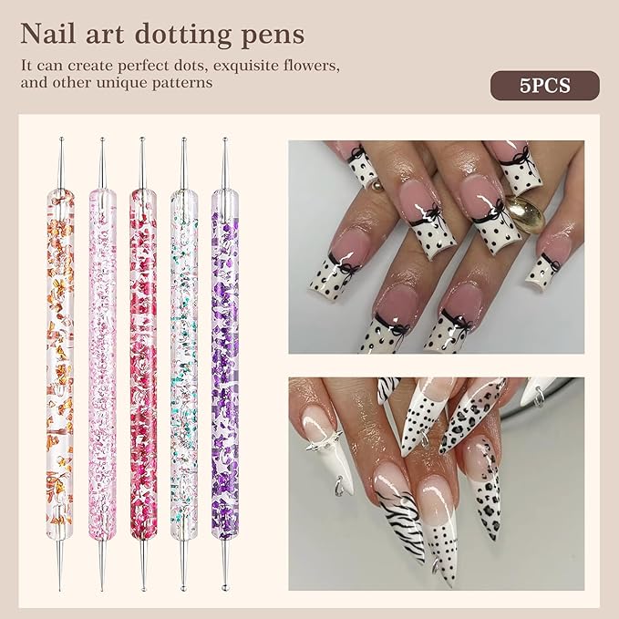 Laza 16pcs Nail Art Brushes, Dotting Tools,Nail Drawing Brush, Nail Art Liner Brushes for Long Lines,Nail Art Tool Set for Salons and Home DIY Manicure Nail Design