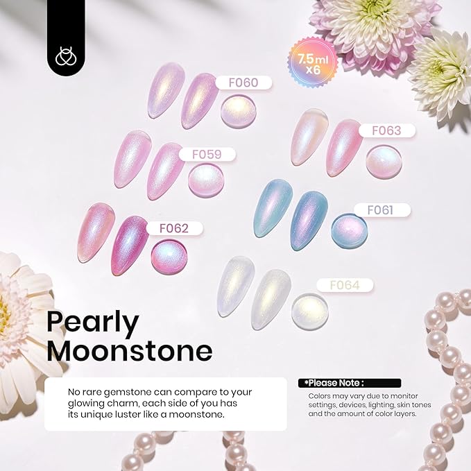 Beetles Pearl Rubber Base Gel Set- 6Pcs Pastel Rubber Base Coat Shimmer Pearl White Pink Purple Mermaid Nail Drawing Builder Gel 5-in-1 Soak Off Nail Strengthener UV Light Cure for Women