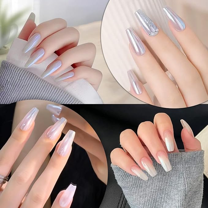 Artdone 16 Colors Chrome Nail Powder, Iridescent Aurora Chameleon Powder Metallic Mirror Effect Pigment Pearlescent Mermaid Pigment Pearl Glitter Dust Kit, Nail Art Decoration, Resin Craft