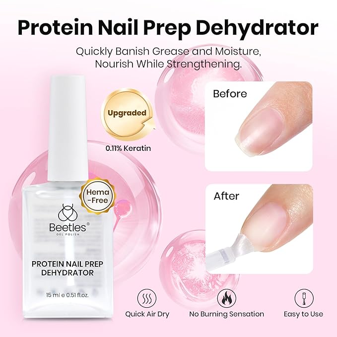 Beetles Tipex Lite Nail Tips Kit with Dehydrator & Primer, Short Square Full Cover Clear Nails 256PCS 16 Sizes, Mini UV Lamp, 20g Solid Nail Glue, Base & Top Coat, All-in-One Nail Starter Kit