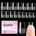 Beetles Gel Nail Tips Square Short, 320pcs 16 Sizes, Flat-X Pre-Etched Half Matte Full Cover Soft Acrylic Press on False Nail Extension Tips Easy DIY Salon Art for Flat & Natural Nail Beds