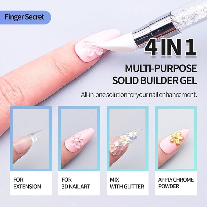 3D Gel Nail Art Kit-Blue Aurora Solid Builder Gel for Nails 3D Sculpting Carving Building Modeling Hard Extension for Beginner DIY Salon at Home Cured Needed