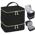 Nail Polish Organizer, Nail Polish Storage Holds 30 Bottles & Nail Lamp, Double Layer Nail Bag Organizer Case, Portable Nail Polish Holder for Nail Tech Travel & Manicure Kit