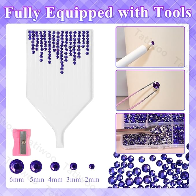 20000Pcs Roland Purple Flatback Jelly Resin Rhinestones for Bedazzling, Mix Sizes Crystal Rhinestones Gems, Roland Purple Flatback Rhinestone Gems Bedazzling for Crafts DIY Face Makeup Tumblers