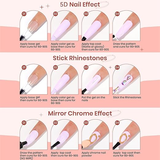 3pcs Nail Sculpting Gel | Clear 5D Fingernail Art Gel | 8ml Sculpting Molding Nail Glue for Beginner Professional Home Salon Wedding Halloween Christmas Party Girls