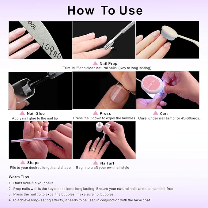 Short Square Gel x Nail Tips Kit, 552pcs Press on XS Short Square Gelly Tip with Portable U V light, 5 in 1 UV Gel Glue for Nails, Full Cover Nail Art Extensions DIY Manicure Set for Women