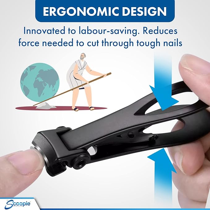 Nail Clippers for Men and Women, Toenail Clippers and Fingernail Clipper, Includes Nano Fiber Nail File, 15mm Wide Jaw Stainless Steel Nail Clippers for Adults, Manicure and Pedicure Set (Black)