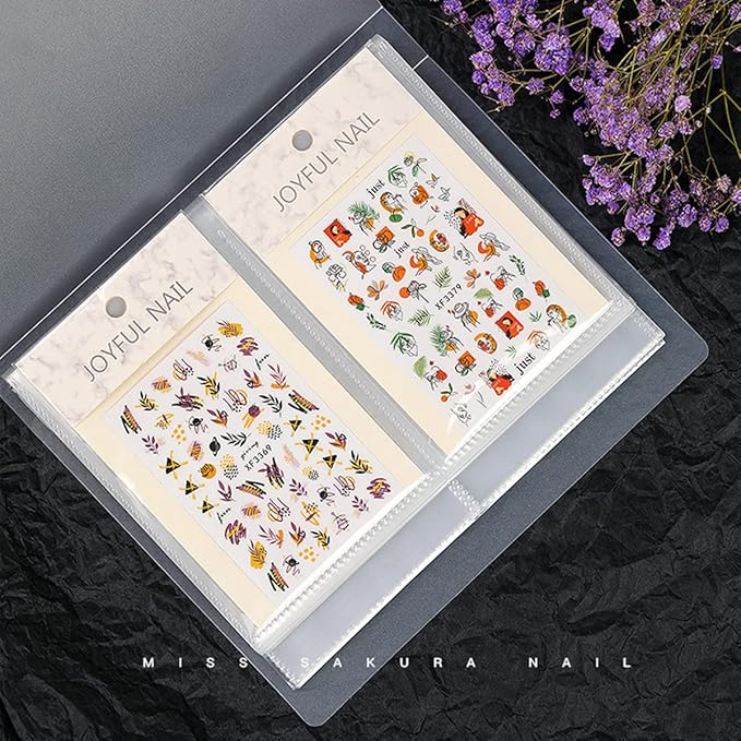 Zoance 2 Pack(160 Sheets) Nail Art Sticker Storage Book Collecting Album, Plastic Nail Decals Showing Storage Holder Photo Organizer for DIY Nail Art Design Tools, 2 Pcs Nail Stickers Included