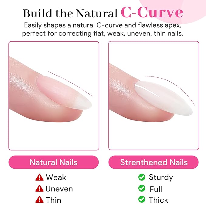 Builder Nail Gel, Milky White Builder for Nails Strengthener, 8-in-One Apex Enhancement Extension Hard Building Color Gel LED Lamp Cured Rubber Base Coat for DIY Beginners & Salon Manicure 16ML