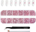 Beadsland Rhinestones for Makeup,8 Sizes 2500pcs Pink Flatback Rhinestones Face Gems for Nails Crafts with Tweezers and Wax Pencil,Light Pink,SS4-SS30