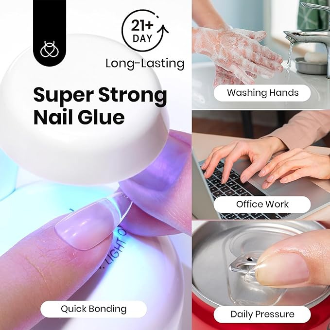 Beetles HEMA-Free Nail Glue & No-Wipe Top Coat Set, 2Pcs 15ml TPO-Free Strong Hold for Press-On Nails & Nail Tips, Easy Soak-Off, Mirror-Shine, Beginner-Friendly & Gentle for Sensitive Nails