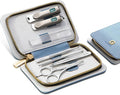 MR.GREEN Fashion Imprint Manicure Sets Professional Nail Clipper Set Personal Care Tool Kits Nial Cutter Gift with Leather Case (Blue(7Pcs Set))