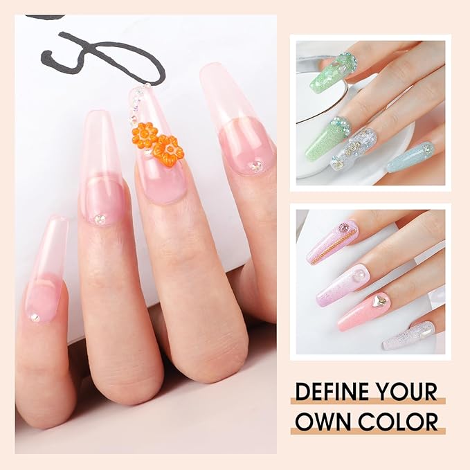 COSCELIA Acrylic Nail Kit with Everything, Professional Acrylic Powder Glitter Decoration Powder Extension Nails Art Kit Rhinestones Manicure