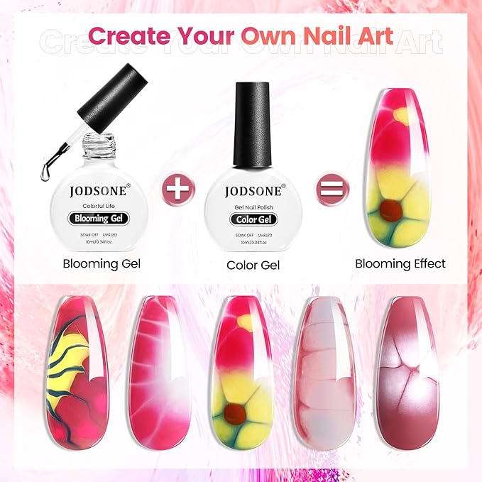 JODSONE 10ML Blooming Gel Nail Polish Clear Marble Nail Nail Art Accessories for Spreading Effects, Floral Print, Watercolor Design for Women