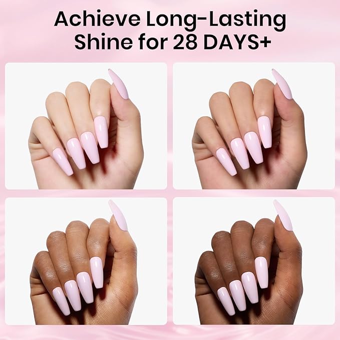 Beetles 3Pcs 15ml Pink Gel Nail Polish and No Wipe Gel Top Coat & Base Coat Set, Soak Off UV Lamp and Long Lasting Top Coat French Manicure Art Design Kit