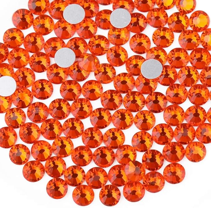 Beadsland 2880pcs Flat Back Crystal Rhinestones Round Gems for Nail Art and Craft Glue Fix, Orange,SS3,1.2-1.4mm