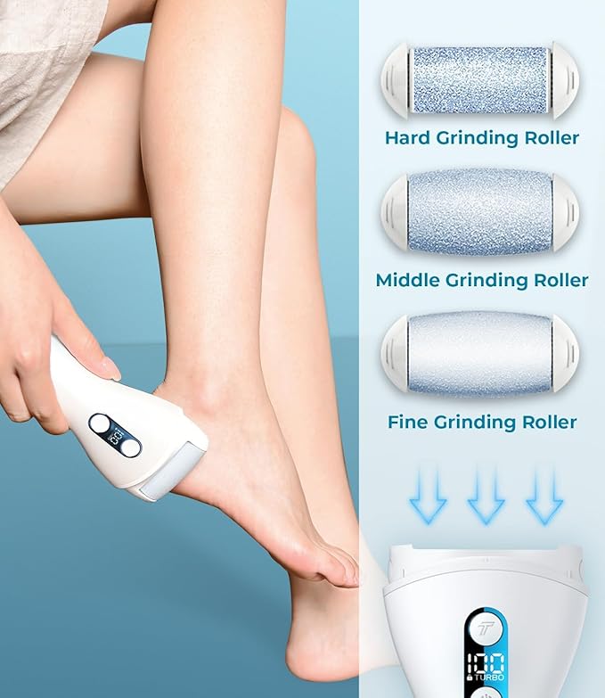Electric Callus Remover for feet,Rechargeable Foot File Electronic Pedicure Tools for Feet, Waterproof Electric Foot Callus Remover, Feet Care for Heels Dead Skin,Blue
