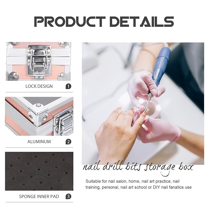 Box Grinding Head Storage Box Nail Drill Holder Grinding Head Finishing Case Manicure Supply Nail Drill Bit Case Nail Salon Product Acrylic Manicure Case Storage Case