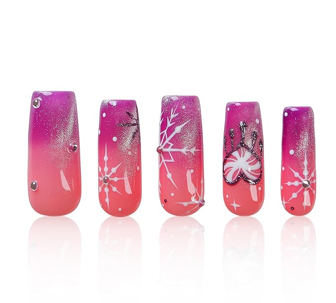 LOVFUL Short Press on Nails Blush Snowlight | Handmade Acrylic Press ons| Reusable Fake False Nails | Square Classic Regular 1.3in | H726-S