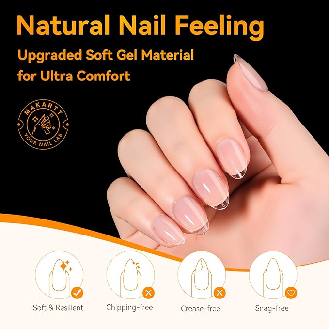Makartt Almond Nail Tips: 510pcs Full Cover Extra Short Fake Nails, 15 Sizes Soft Gel Half Matte Pre-shape Soak Off for Press on Nails DIY for Extension No Crease Acrylic Nail Manicure Salon Home