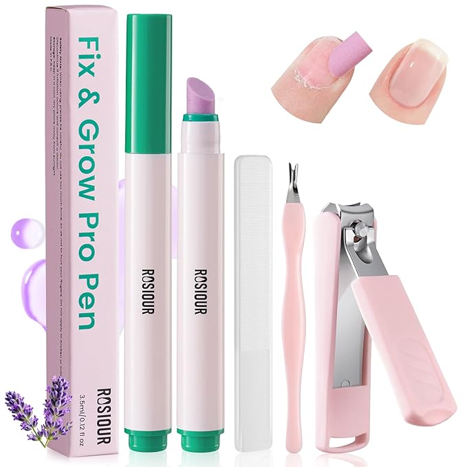 Ceramic Cuticle Oil Pusher Pen - Cuticle Remover Kit for Nails, Nail Care Tool with Nail Clipper Nail Buffer for Hangnails, Dry & Damaged Nails, Moisturize Strengthen Brighten