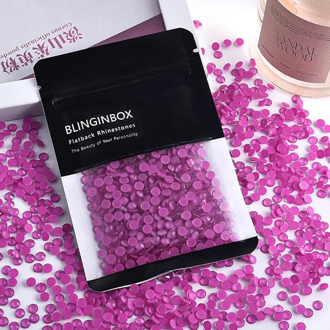 Blinginbox Flatback Rhinestones Round Gems, 1440pcs Luminous Series Glass Stones Neon Gems Non Hotfix Crystal Rhinestones for Nail Charms Crafts Clothes Tumblers,Lt. Amethyst Neon,SS20.