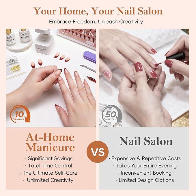 PEACECOLOR French Tip Press On Nails Kit - 150Pcs Long Square Gel Nail Kit with U V/LED Lamp Quick-Dry Nail Glue Base & Top Coat, Complete DIY Manicure Set Fake Nails Gift for Women Girls Home
