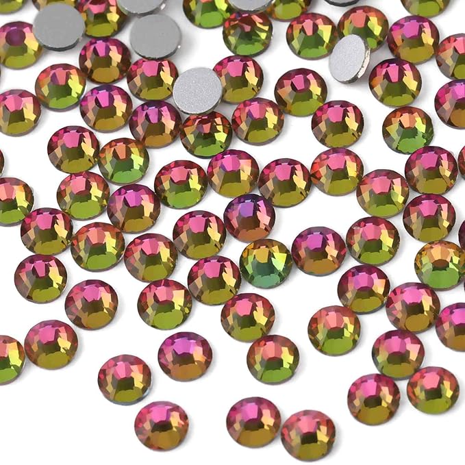 Beadsland Flat Back Crystal Rhinestones Round Gems for Nail Art and Craft Glue Fix, Rainbow, 1.9-2.1mm, SS6/1440pcs