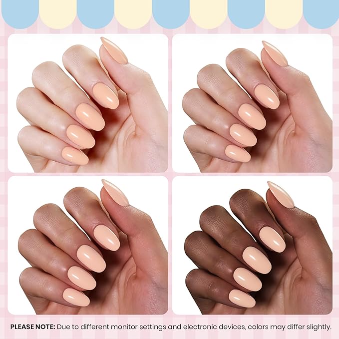 Beetles Peach Gel Nail Polish - Sweetie Peach Pastel Orange Coral Gel Polish, Same Color Same Bottle, Soak Off UV LED Lamp Pastel Nail Art, Long-Lasting Manicure Salon DIY Home Spring Nails