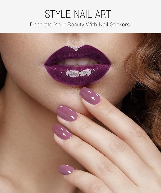 JMEOWIO Gel Nail Stickers Purple Semi Cured Gel Nail Strips Wraps UV/LED Nails Art Design Decoration Accessories