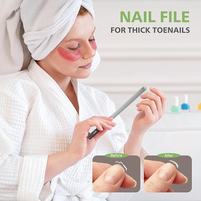 BALUCA Professional Stainless Steel Long Nail File for Thick Nails, Metal Fingernail Toenail File for Women, 4.72-Inch Filing Surface, Durable and Efficient Nail Care Tool (Black, 1, Count, Coarse)