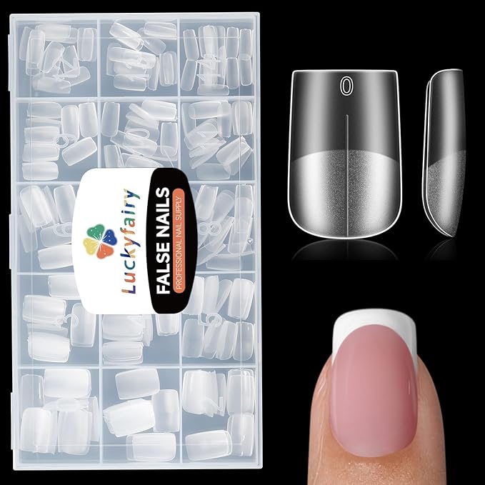 Short Square Nail Tips Full Matte 360pcs Pre-file Square Tips for Acylic Nails Tips False Nail Tip Press on Nails for Nail Extension 15 Sizes