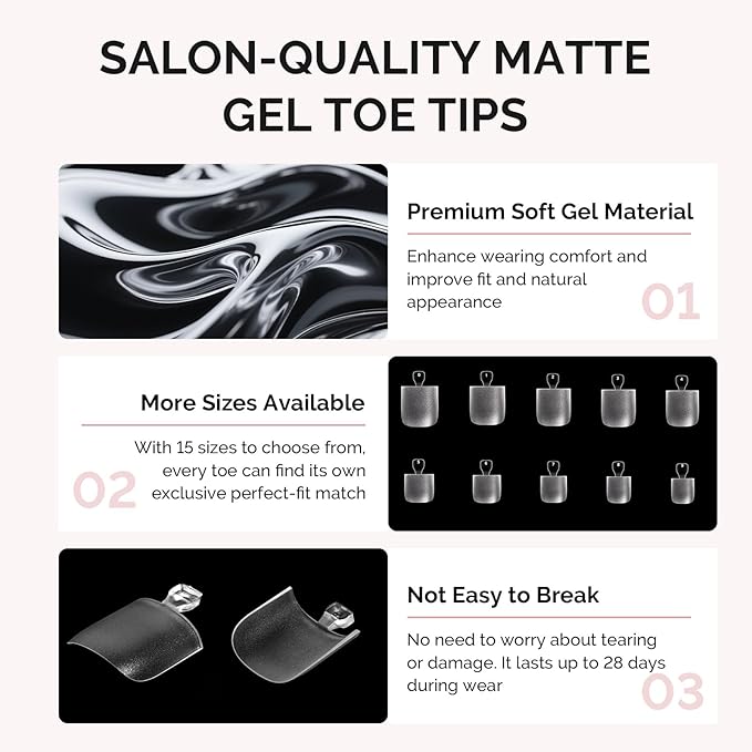 MelodySusie Square Toe X Nail Tips - 300Pcs 15 Sizes Clear Acrylic, Full Matte Full Cover Press on Nails for DIY Extension & Salon Use,Pre-Shaped for Long-Lasting Manicure